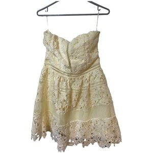 Beige/cream strapless guipure lace dress size L​